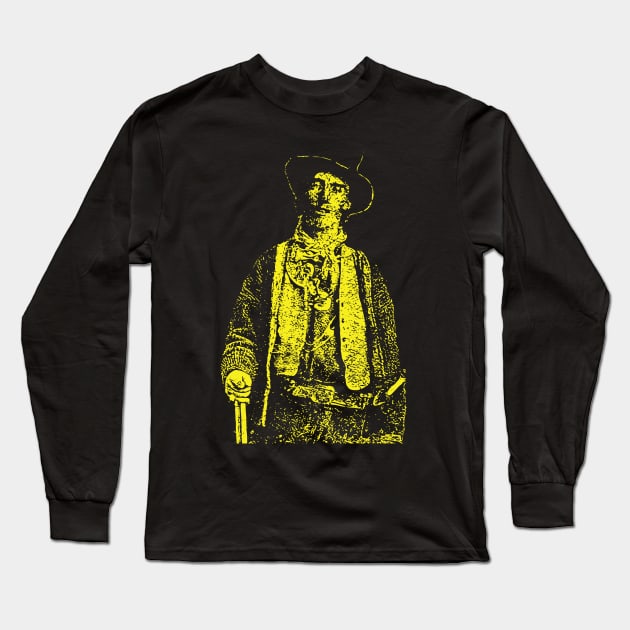 Billy the Kid Grunge Pop Distressed Style Billy the Kid Western Outlaw Yellow Version Long Sleeve T-Shirt by pelagio